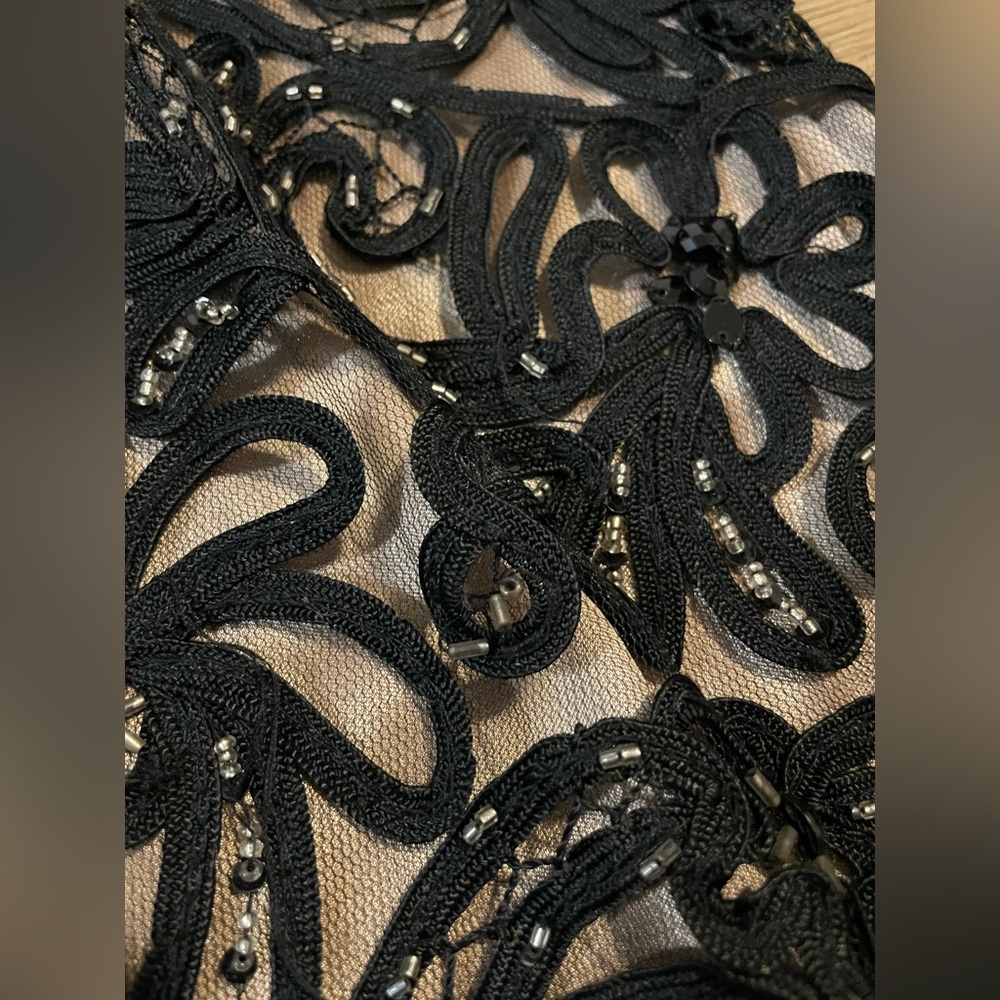 Sue Wong Nocturne Black Lace Beaded Evening Cocktail Dress Size 2 - Picture 12 of 14